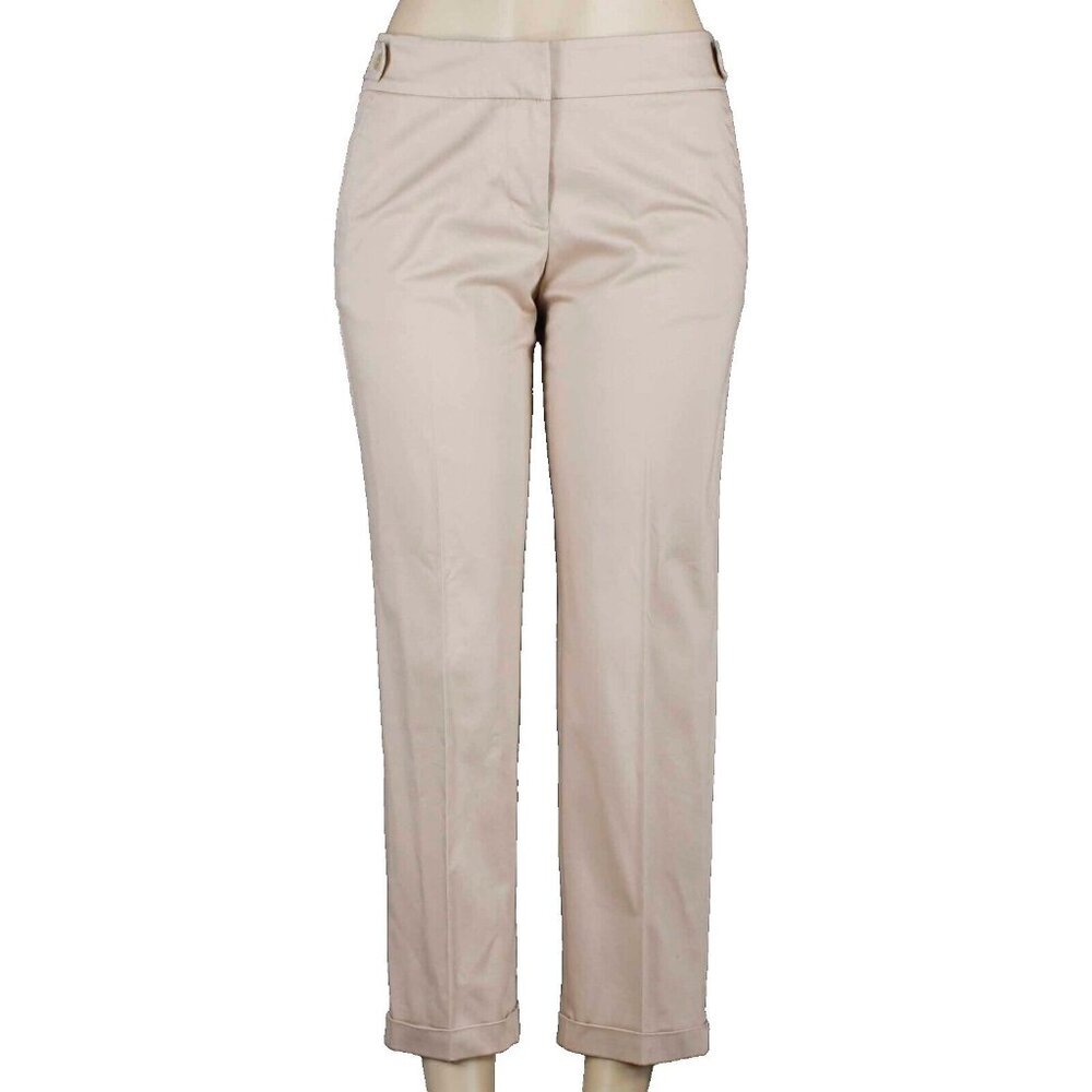 Talbots Signature Sz 2 X 27 Tan Cropped Hook Eye Closure Cotton Spandex Pant